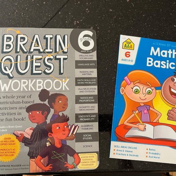 Sixth Grade (Grade 6) Workbooks: Brain Quest and Math Basics. Fun & Easy Learnin - Picture 1 of 7